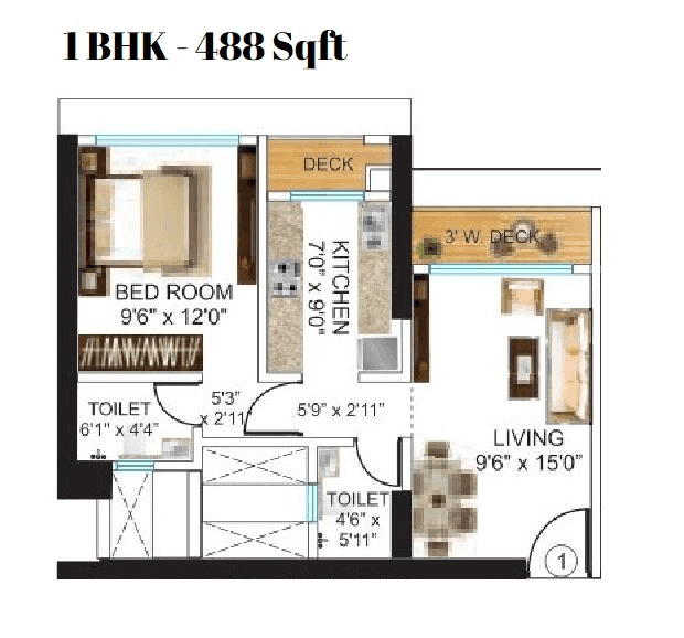 Unit plan - 488 sq.ft.