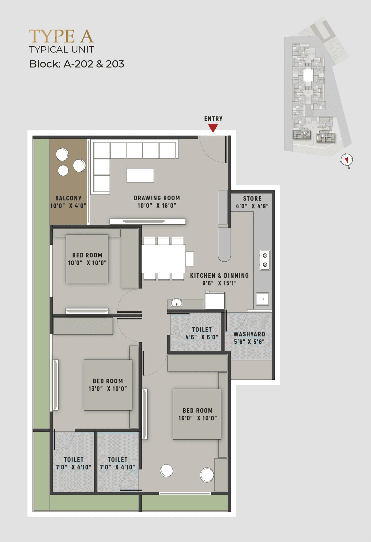 Unit plan - 951 sq.ft.