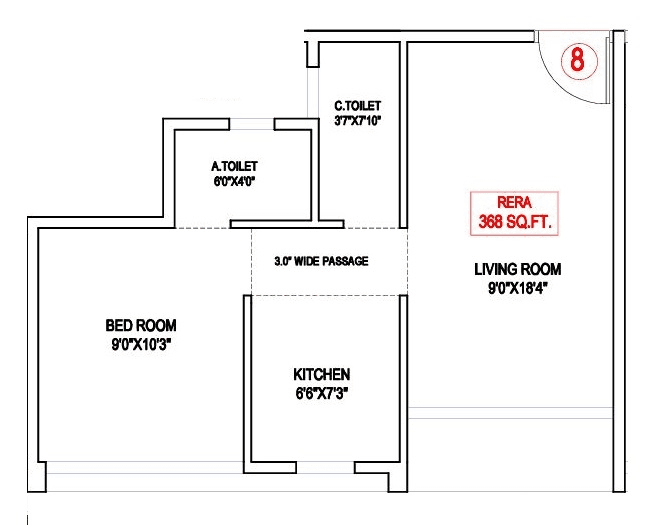 Unit plan - 368 sq.ft.