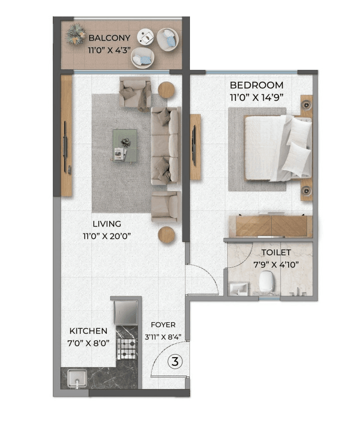 Unit plan - 601 sq.ft.