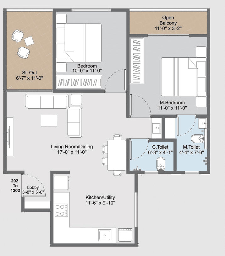 Unit plan - 758 sq.ft.
