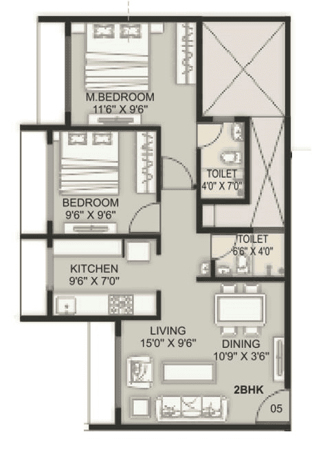 Unit plan - 545 sq.ft.
