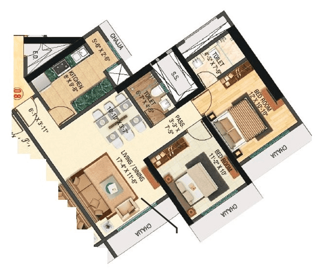 Unit plan - 725 sq.ft.