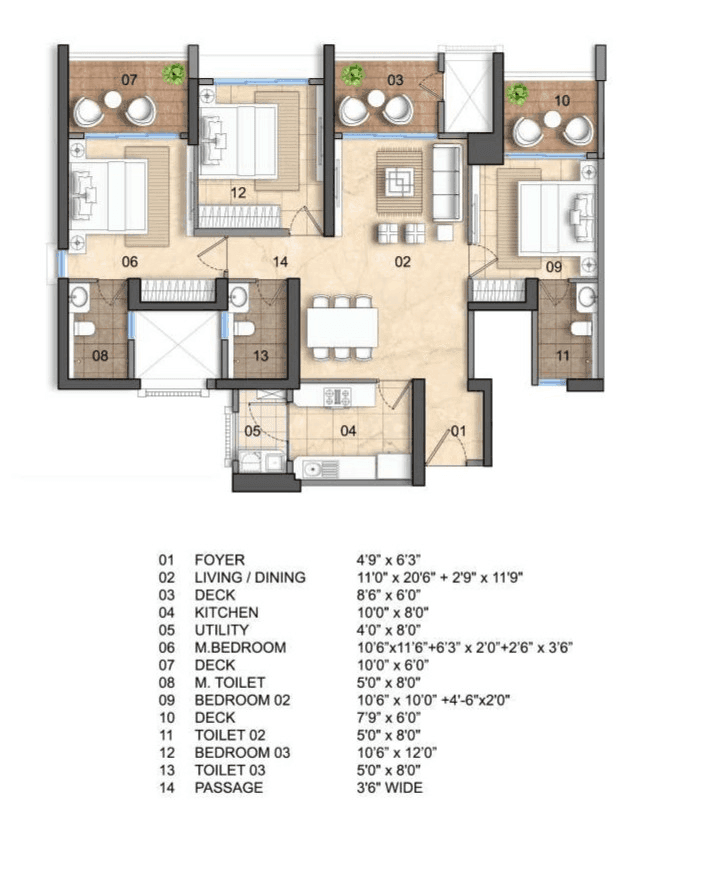 Unit plan - 1162 sq.ft.
