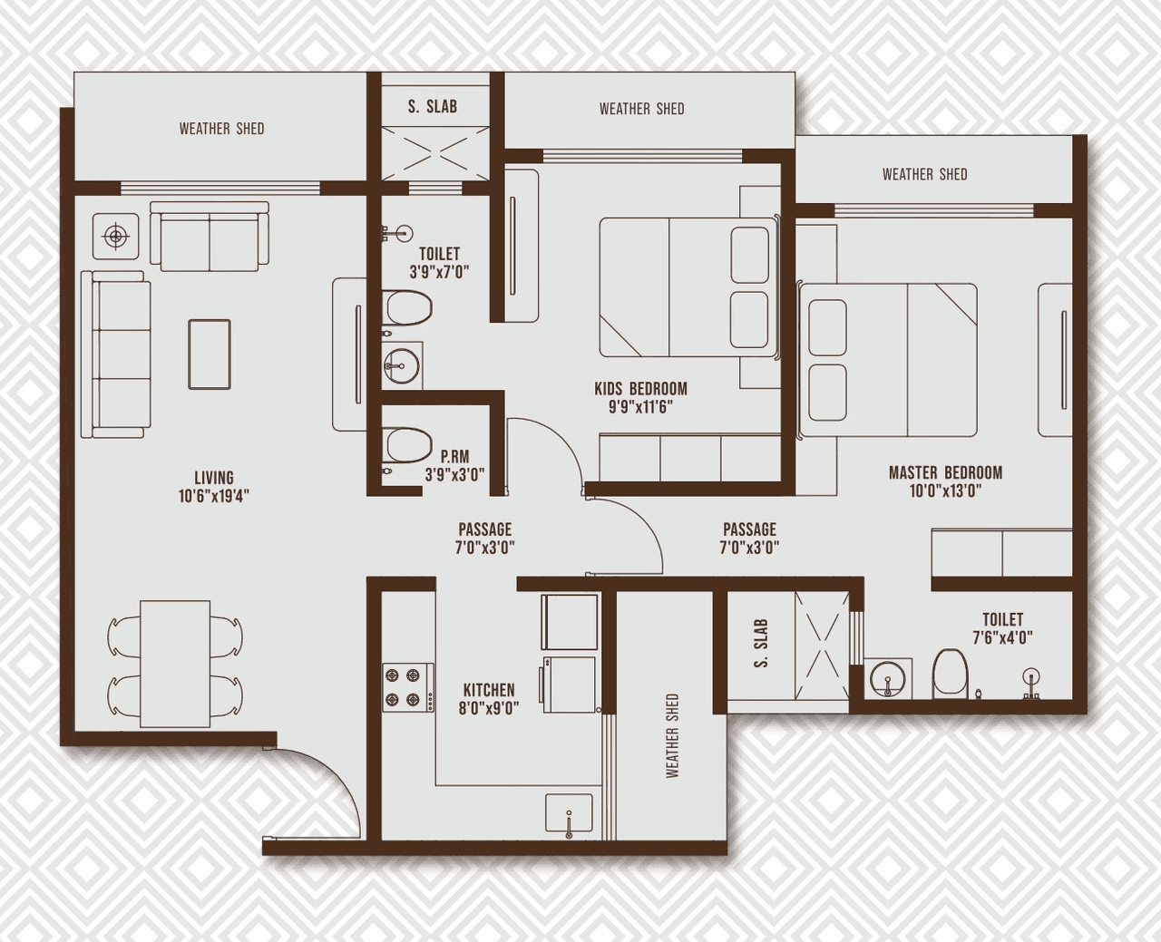Unit plan - 686 sq.ft.