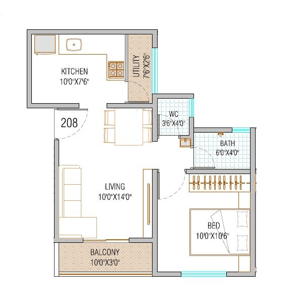 Unit plan - 442 sq.ft.