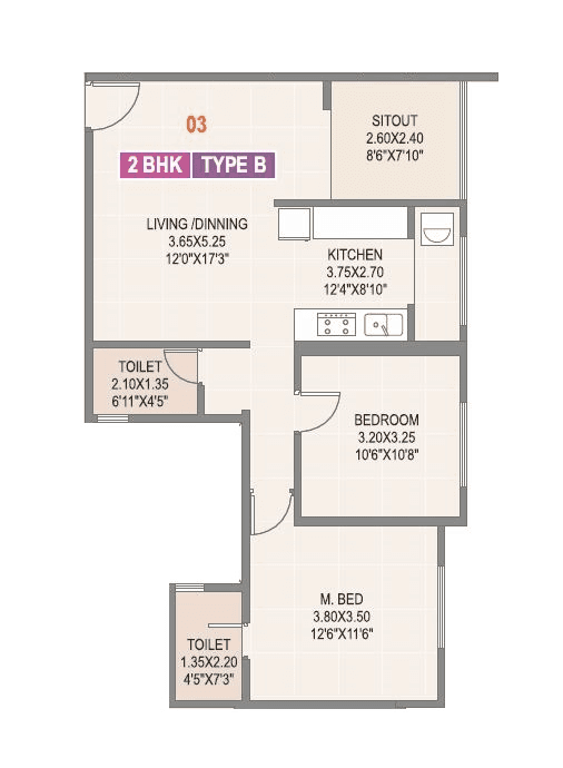 Unit plan - 814 sq.ft.