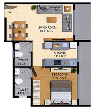 Unit plan - 386 sq.ft.
