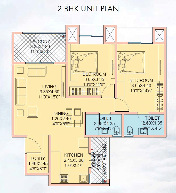 Unit plan - 808 sq.ft.