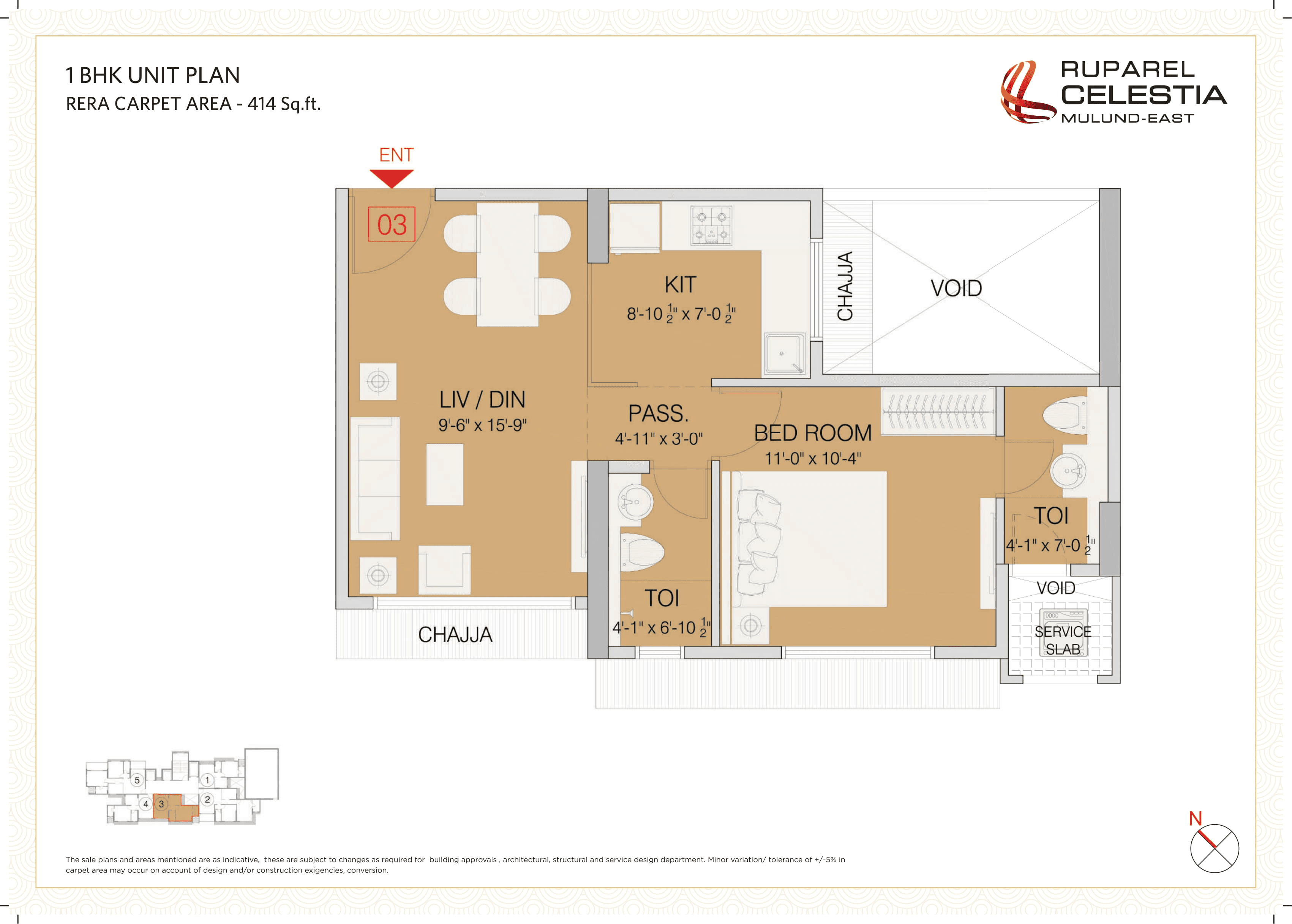 Unit plan - 414 sq.ft.