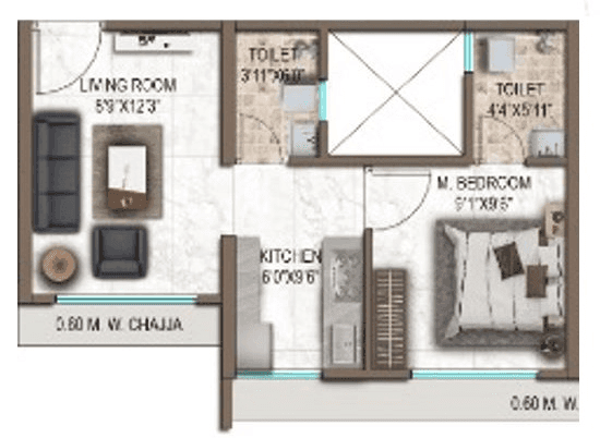 Unit plan - 352 sq.ft.