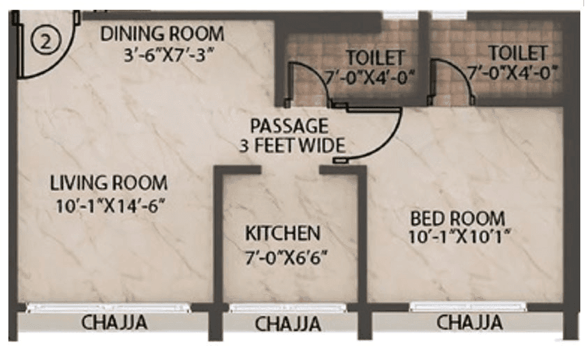 Unit plan - 405 sq.ft.