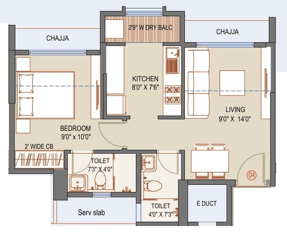 Unit plan - 415 sq.ft.