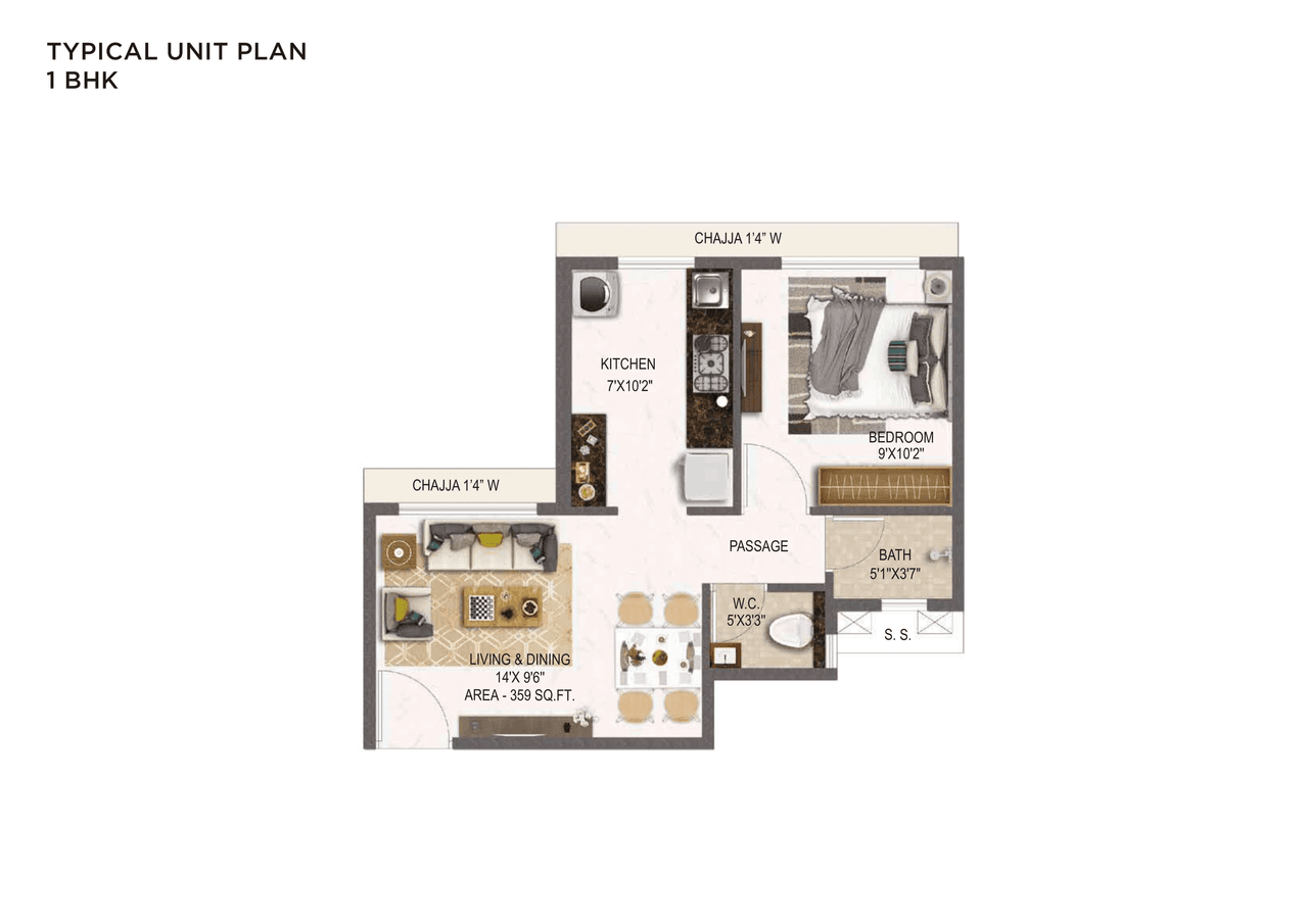 Unit plan - 359 sq.ft.
