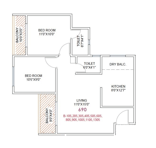 Unit plan - 690 sq.ft.