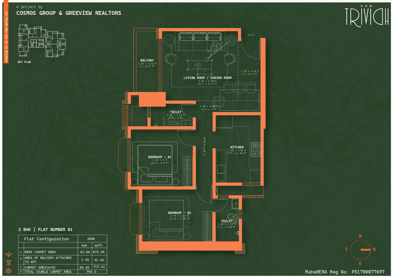 Unit plan - 744 sq.ft.