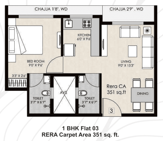 Unit plan - 351 sq.ft.