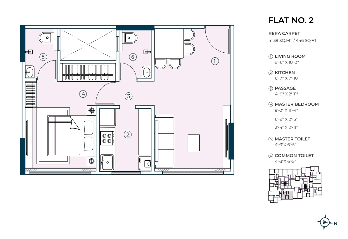 Unit plan - 446 sq.ft.