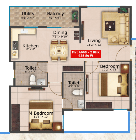 Unit plan - 649 sq.ft.