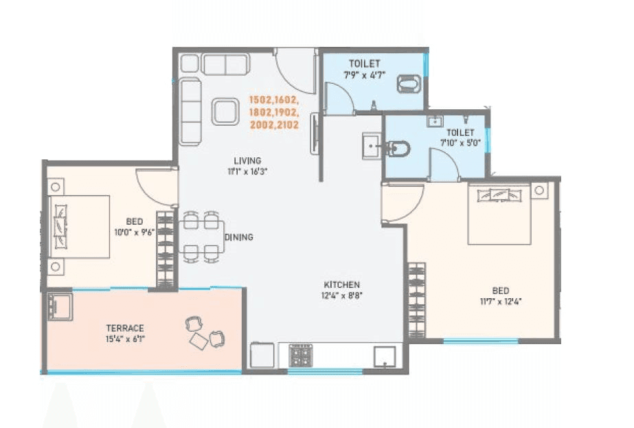 Unit plan - 669 sq.ft.