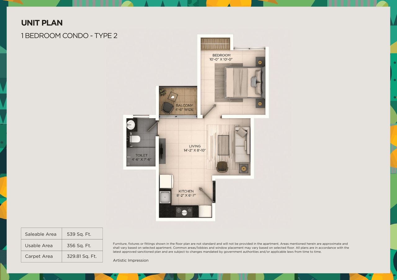 Unit plan - 329 sq.ft.