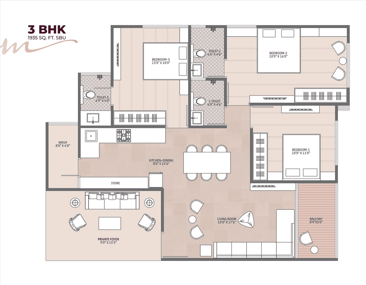 Unit plan - 1064 sq.ft.