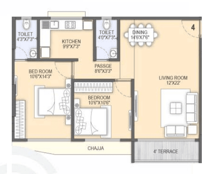 Unit plan - 575 sq.ft.