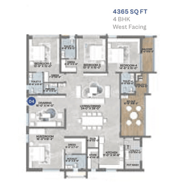 Unit plan - 3055 sq.ft.