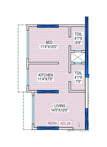 Unit plan - 422 sq.ft.