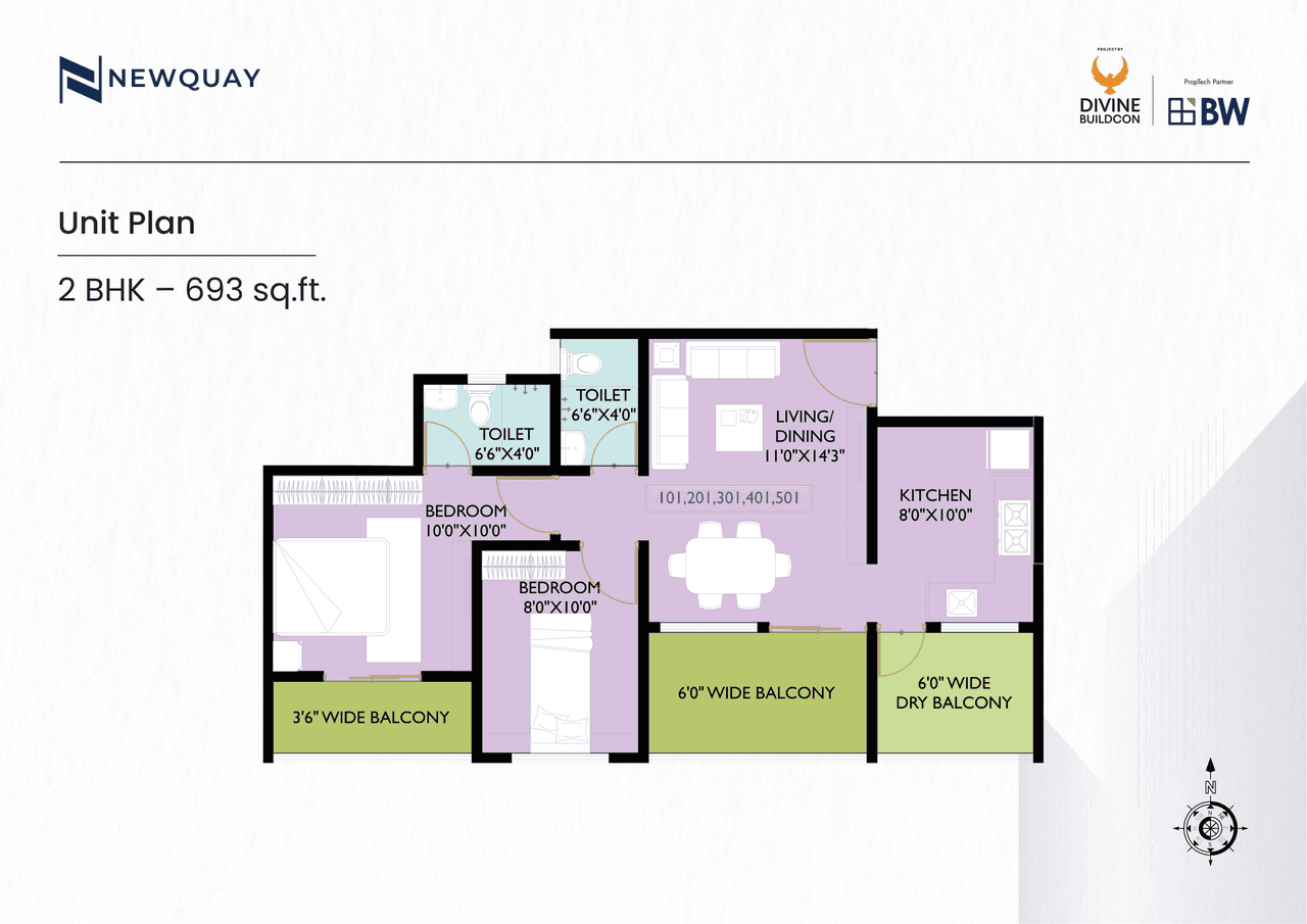 Unit plan - 693 sq.ft.