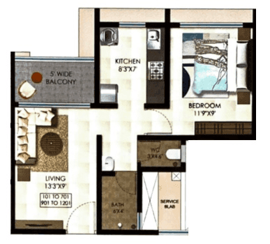 Unit plan - 410 sq.ft.