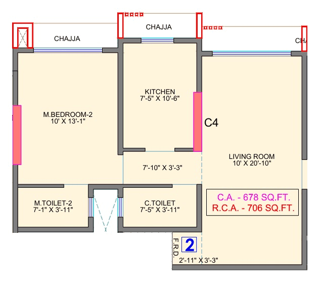Unit plan - 706 sq.ft.