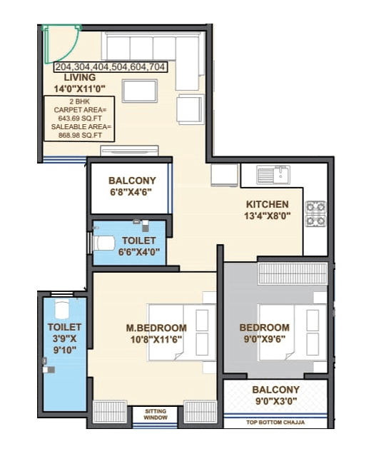 Unit plan - 632 sq.ft.
