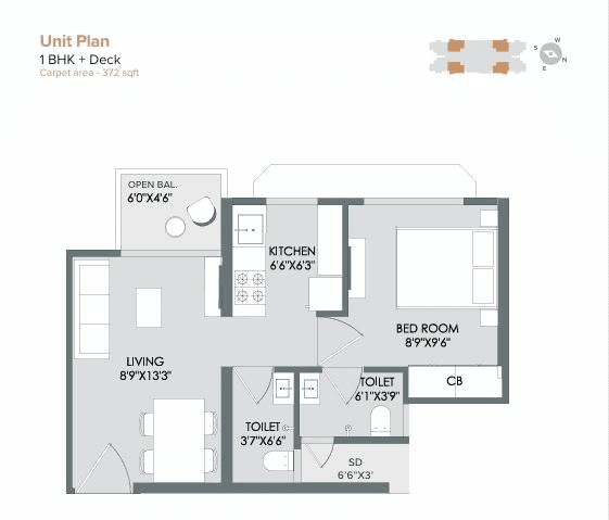 Unit plan - 372 sq.ft.