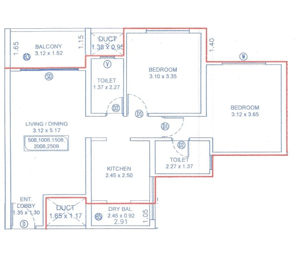 Unit plan - 635 sq.ft.
