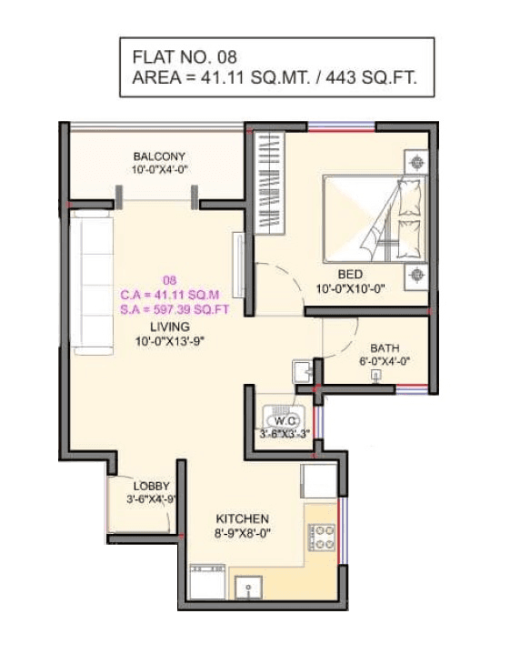 Unit plan - 443 sq.ft.