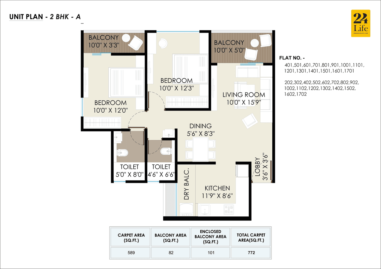 Unit plan - 772 sq.ft.