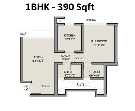 Unit plan - 390 sq.ft.