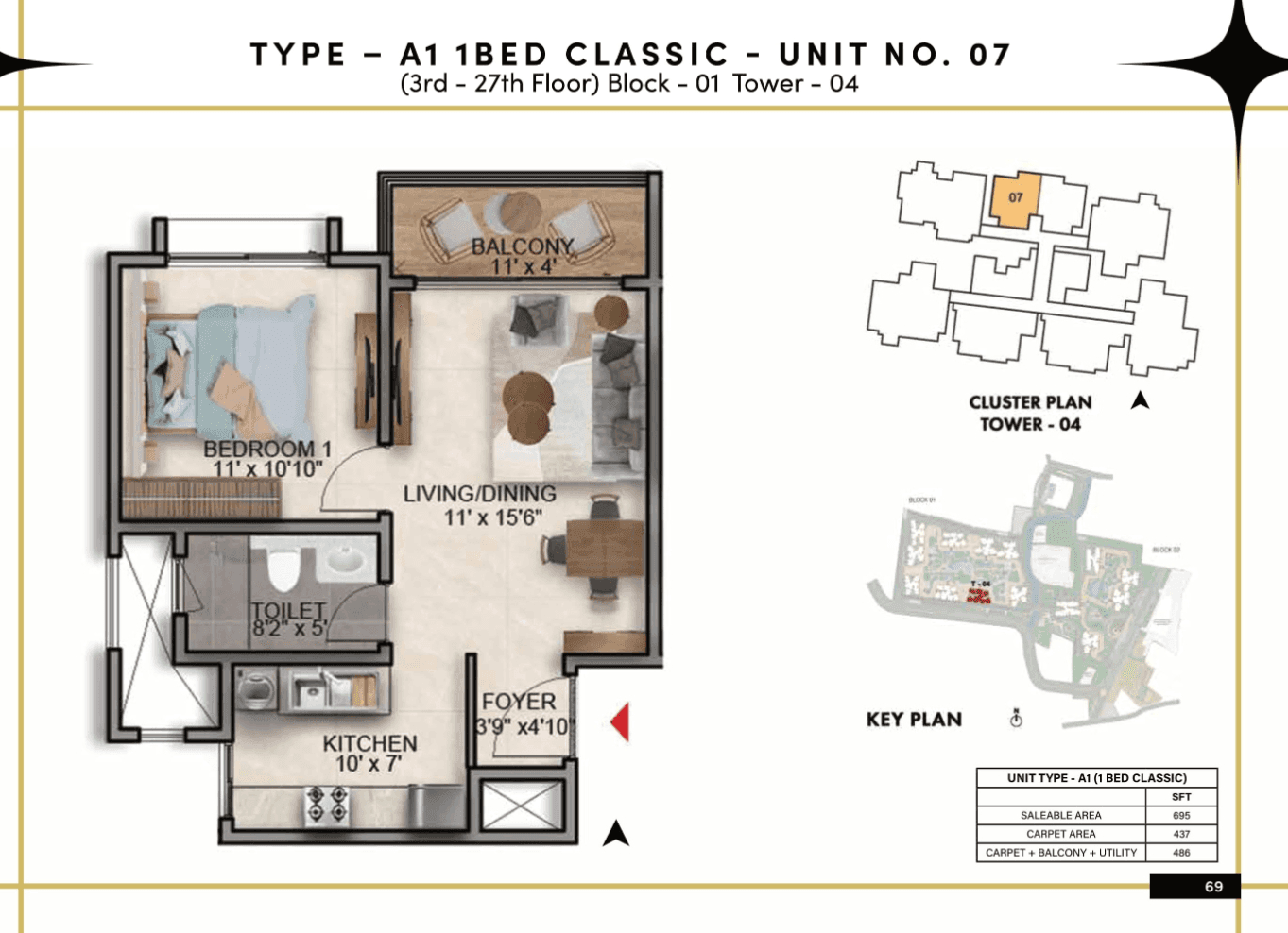Unit plan - 437 sq.ft.