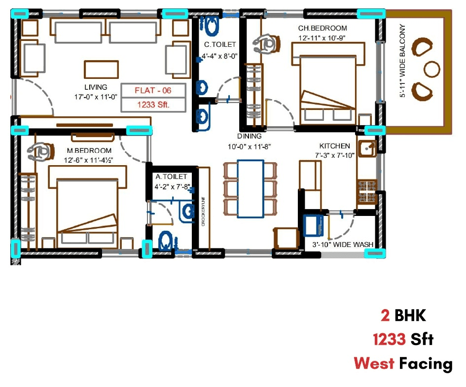 Unit plan - 864 sq.ft.