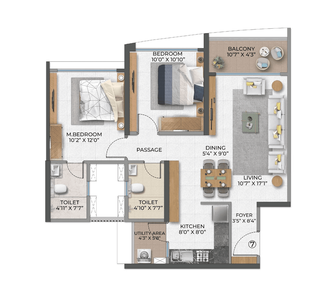 Unit plan - 750 sq.ft.