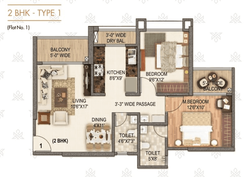 Unit plan - 784 sq.ft.