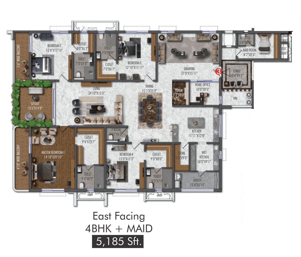 Unit plan - 3733 sq.ft.