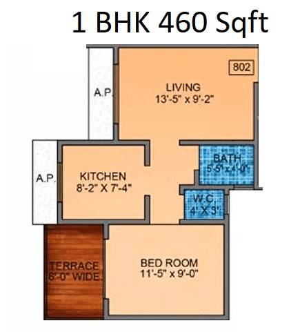 Unit plan - 460 sq.ft.