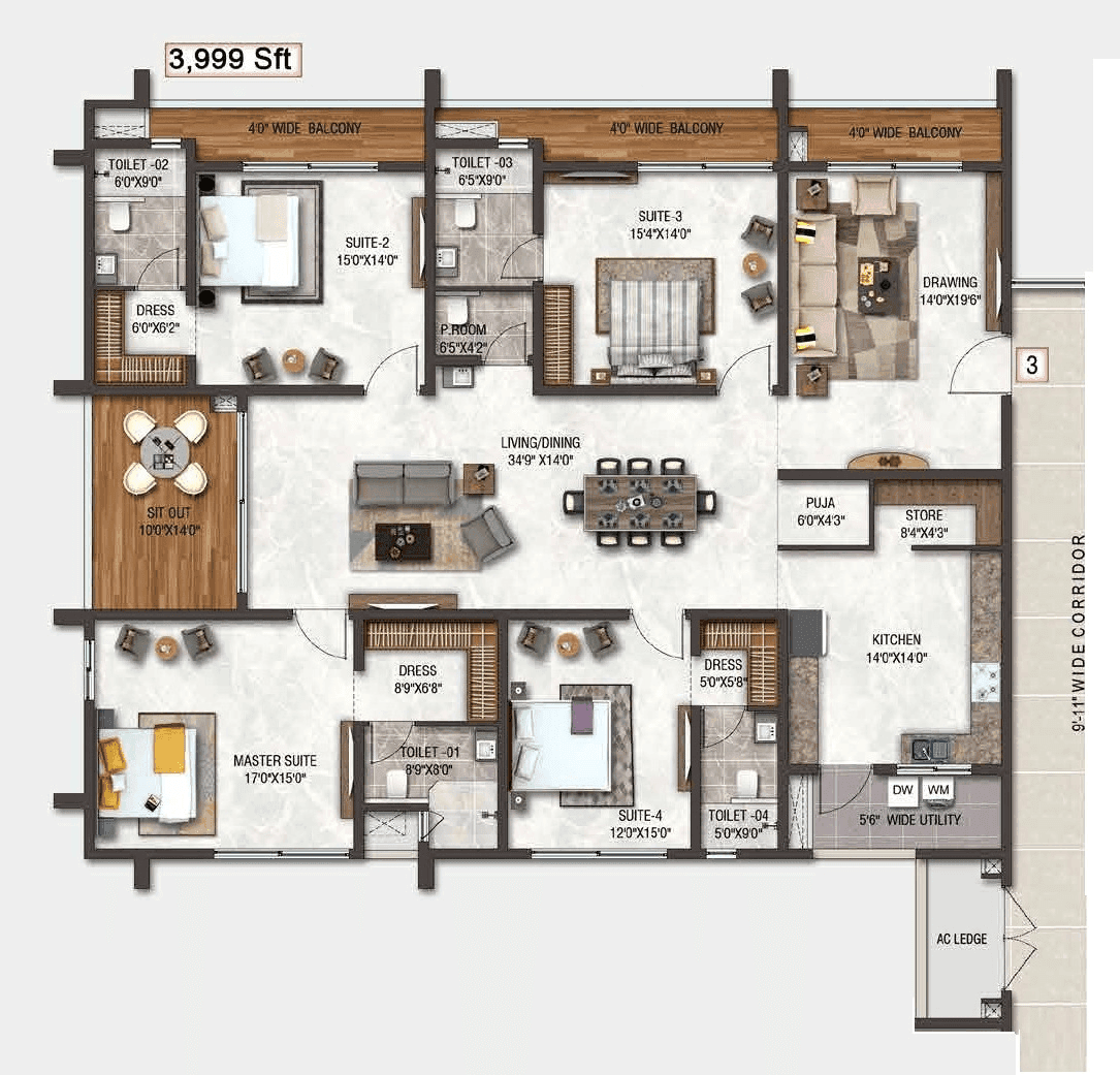 Unit plan - 2799 sq.ft.