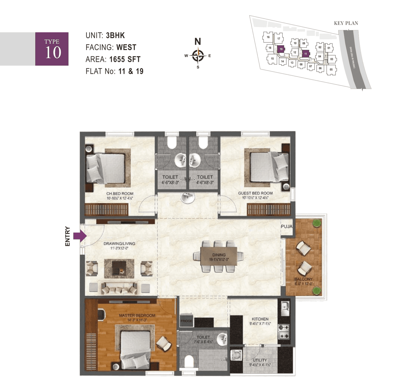 Unit plan - 1126 sq.ft.