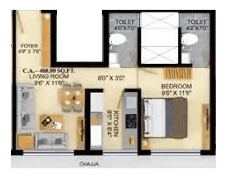 Unit plan - 408 sq.ft.