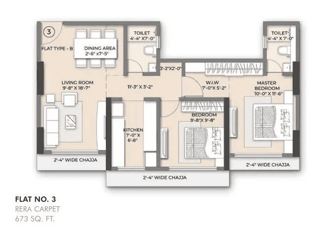 Unit plan - 673 sq.ft.