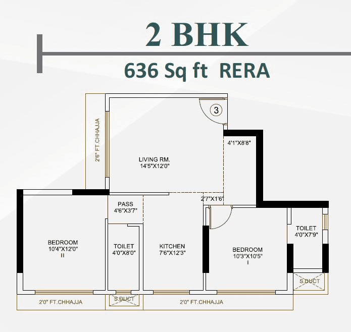 Unit plan - 636 sq.ft.