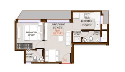 Unit plan - 329 sq.ft.